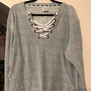 NWOT VS Pink lace up shirt